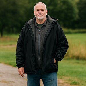 MOUNTAIN CLUB Men XL Fleece Lined Double Zip Waterproof Drawstring Hood Hiking